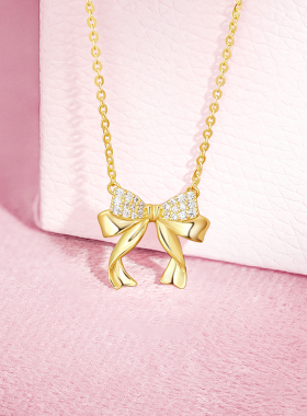 周六福蝴蝶结纯银链坠轻奢小众