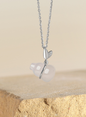 周六福S925葫芦纯银项链吊坠白玉髓福禄质感国潮风送妈妈女友礼物