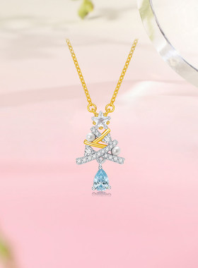 周六福极光雪树淡水珍珠项链