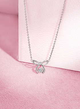 周六福蝴蝶结项链女S925银链坠轻