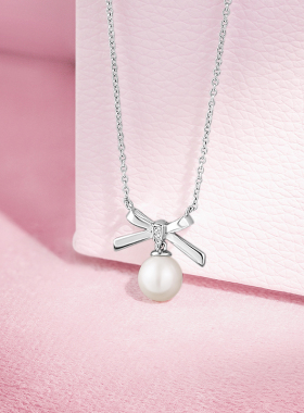 周六福项链女淡水珍珠链坠S925银