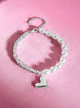 周六福女S925银爱心手链