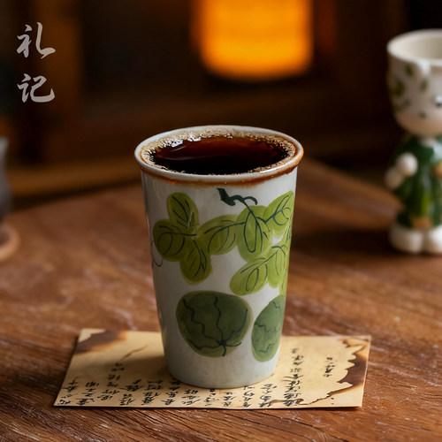 创意复古花卉马克杯家用文艺小清新陶瓷杯办公室小清新牛奶咖啡杯 - 图2