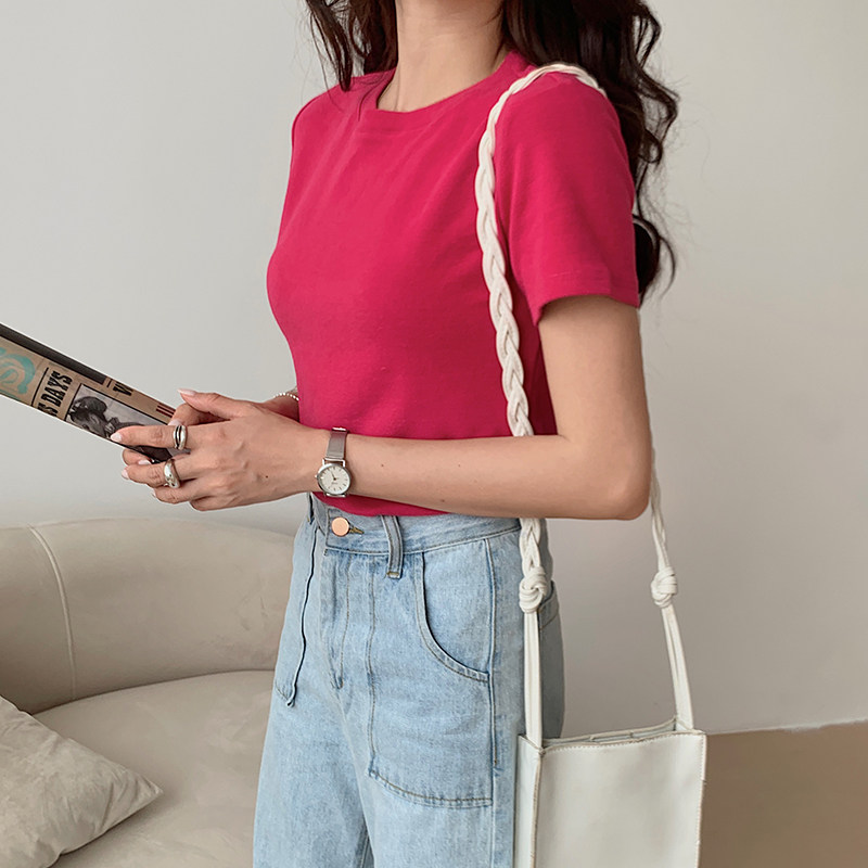 火龙果色短袖2020夏季新款ins t恤 迷样女子T恤