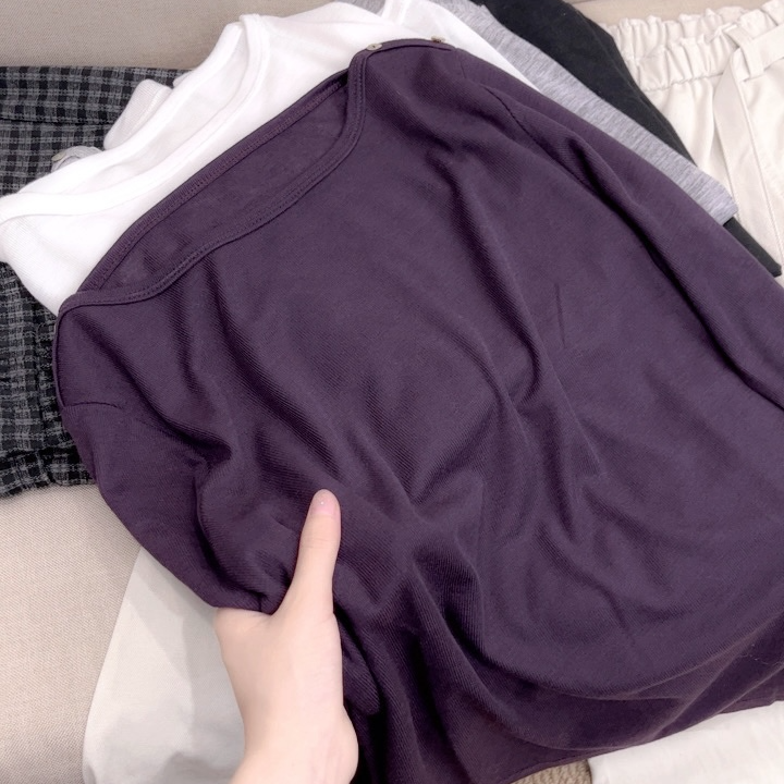 气质单品！【一字领贝壳扣】圆领套头纯色百搭宽松长袖T恤打底衫,淘宝优惠券,粉丝福利购,淘宝优惠卷