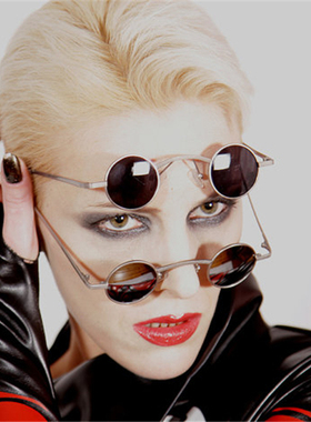 黑色圆形太子镜汉奸古典搞怪眼睛超小偏光太阳镜迷你墨镜可配近视