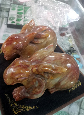 天然办公室工艺礼品玉石生肖兔