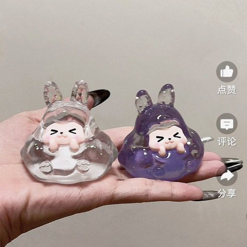 创意立体夜光细闪KKDIY娃娃手工桌面挂件卡通潮玩呆萌车载摆件 - 图1