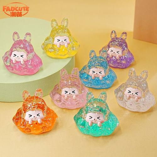 创意立体夜光细闪KKDIY娃娃手工桌面挂件卡通潮玩呆萌车载摆件 - 图3