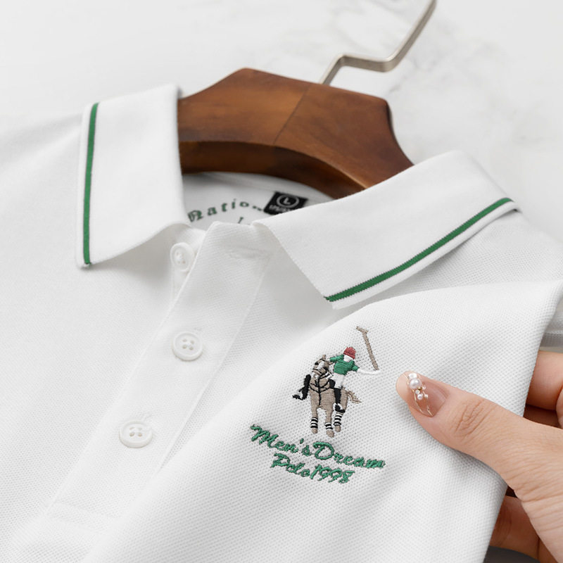 保罗经典翻领短袖t恤衫男士夏季宽松丝光透气刺绣撞色polo衫男士,淘宝优惠券,粉丝福利购,淘宝优惠卷