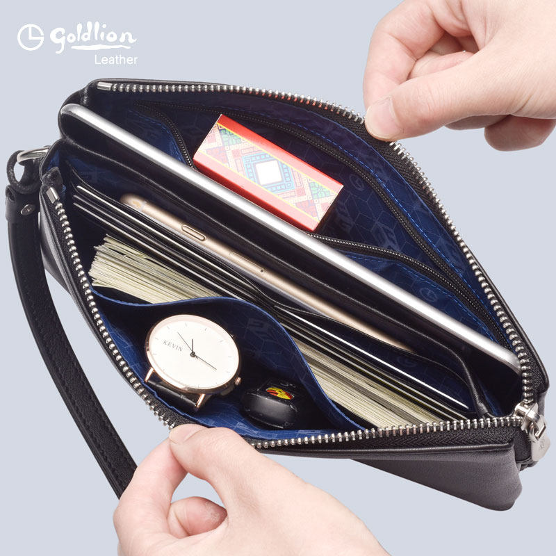 金利来男士真皮休闲手拿包2018男包 金利来若羽男士包袋