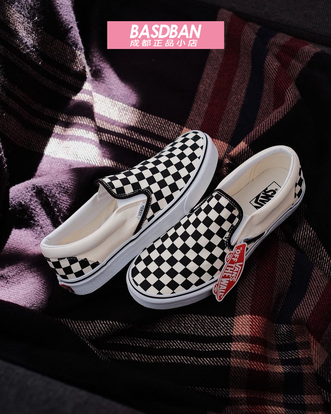 Vans Slip-On黑白棋盘格一脚蹬经典款低帮板鞋帆布鞋VN000EYEBWW-图0