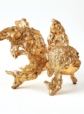 现 纽约下城公园进口金光闪闪神仙鱼铸铁雕塑趣味装饰摆件