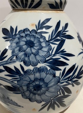 现 纽约下城公园进口故园池塘青花荷叶仿古陶瓷姜汁罐收纳罐