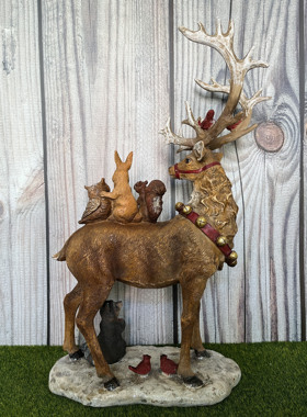 现 纽约下城公园进口林间精灵驯鹿和朋友们惟妙惟肖趣味摆件客厅