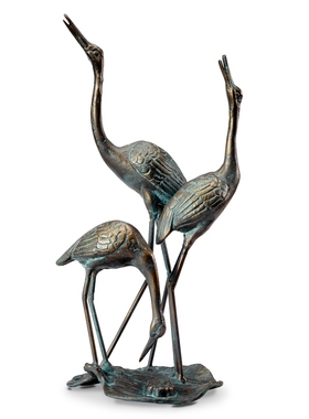 清风仙鹤一家艺术雕塑桌面摆件