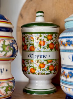 现 纽约下城公园进口西西里复古图案西餐香料储物罐收纳罐组合