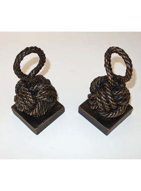 现 纽约下城公园进口复古做旧绳结书挡铸铁美式航海风书立摆件