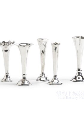 现 纽约下城公园进口正品初夏小夜曲单枝鲜花小巧铜制镀银花瓶组