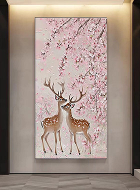 大芬村手绘油画梅花鹿客厅装饰画
