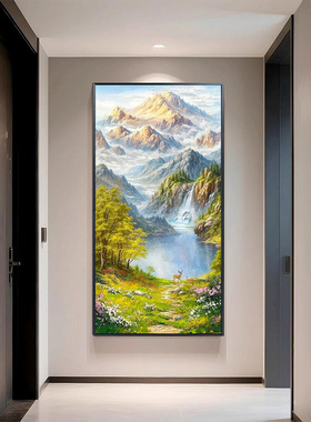 大芬村纯手绘油画日照金山挂画