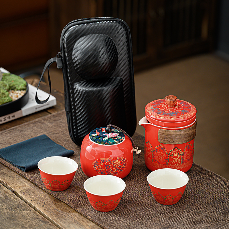户外旅行茶具小套装家用简约泡茶壶日式功夫便携式包茶杯户外茶盘 - 图2