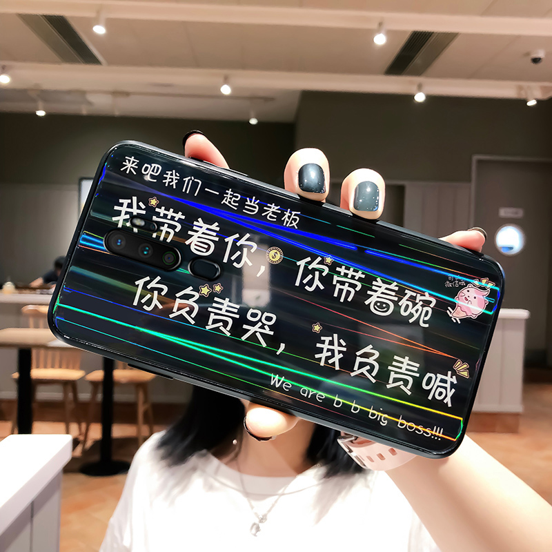 oppoa11x手机壳玻璃OPPO A11防摔全包情侣文字网红个性学生潮男新-图1