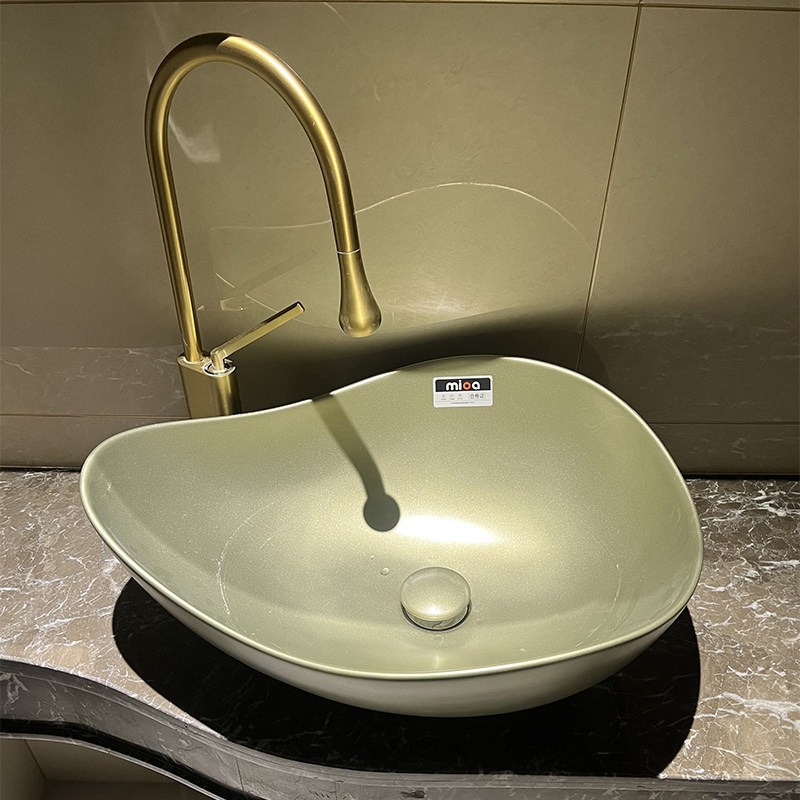 中古风橄榄绿陶瓷台上盆卫生间家用洗脸盆阳台加深洗手盆酒店单盆,淘宝优惠券,粉丝福利购,淘宝优惠卷
