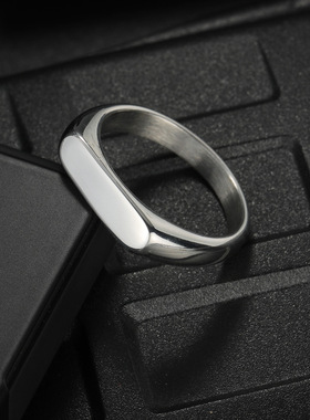 钛钢戒指男女同款冷淡风简约4MM宽铸造素戒指环饰品潮流百搭