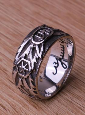 欧美复古做旧骷髅头戒指男