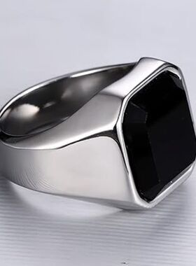 2025新款经典钛钢莫桑石戒指男潮流复古个性百搭指环洗水不掉色