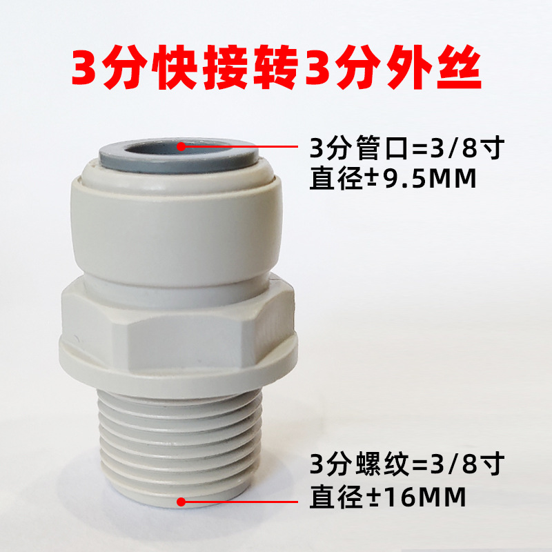 外螺纹快插直饮过滤器知奇器免卡接头RO反渗透纯水机3分1066净水 - 图0