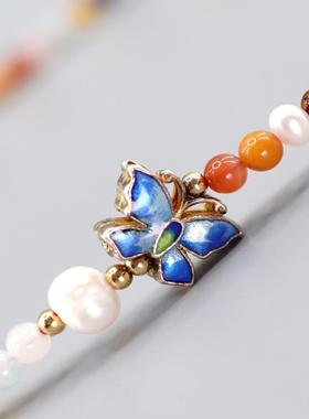 珐琅蝴蝶多宝双圈孤品手工