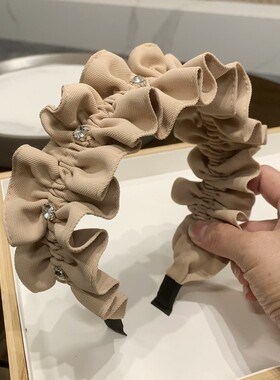 高颅顶神发箍女复古木耳宽边褶皱头箍头饰新款网红黑色发窟女发饰