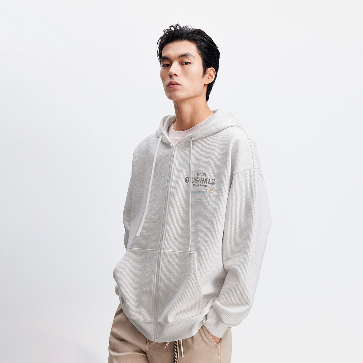 杰克琼斯男装男生2025年秋冬新款开衫卫衣舒适宽松长袖潮休闲上衣,淘宝优惠券,粉丝福利购,淘宝优惠卷