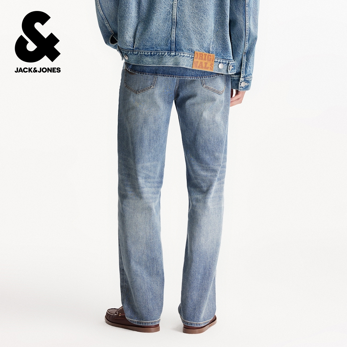 903杰克琼斯男装春季新款休闲直筒水洗猫须蓝色牛仔裤长裤子男款