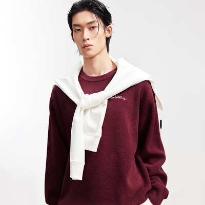 【马年新年款】杰克琼斯男装宽松刺绣针织衫红色毛衣礼物本命年