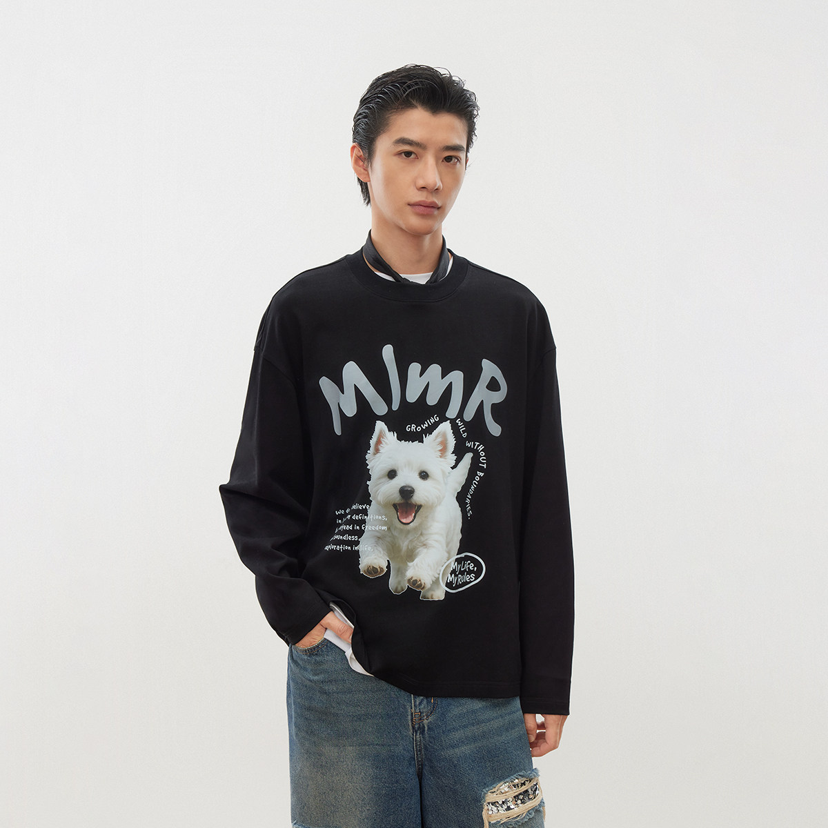 【精选】MLMR秋冬新款时尚圆领复古条纹撞色刺绣潮毛衣针织衫男女