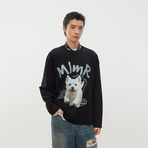 【精选】MLMR男装冬冬新款圆领复古条纹撞色刺绣潮毛衣针织衫男女 - 图2