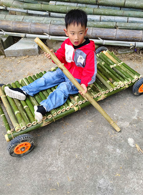 幼儿园儿童玩具车竹平板车手推车
