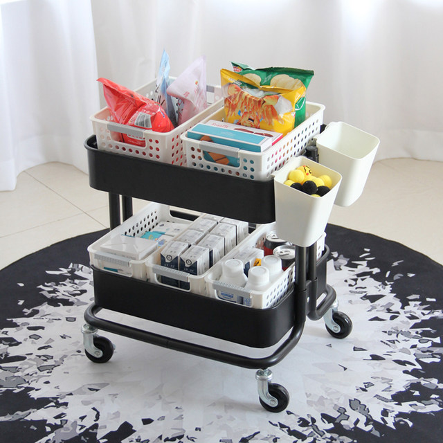 Two-layer Lask mobile dining car with cover table