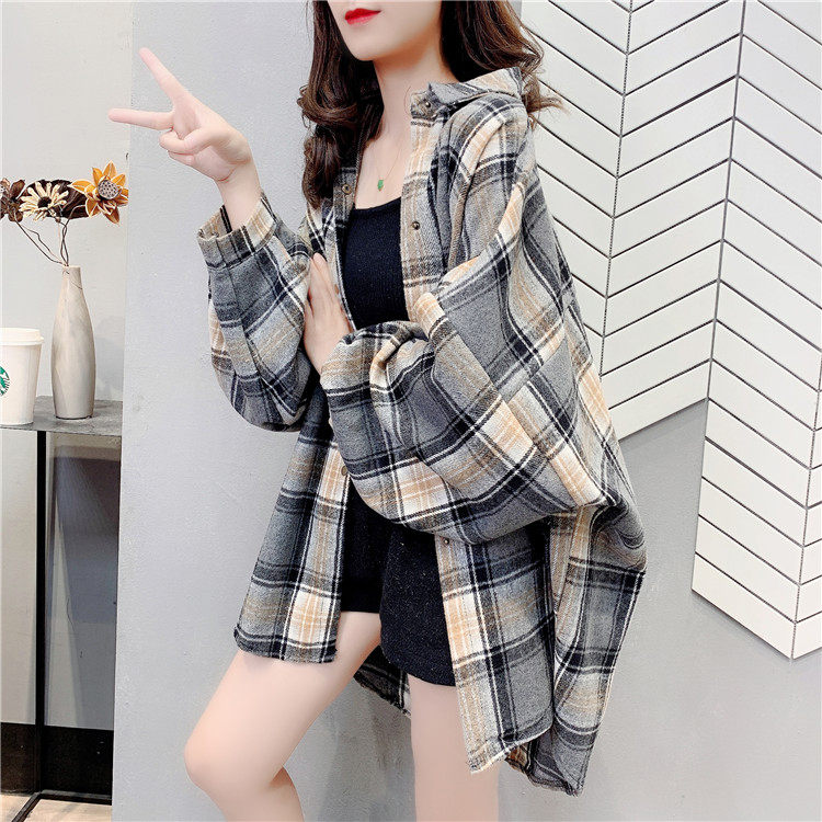 毛呢格子女装秋冬2020年新款潮衬衫 卡萱儿衬衫