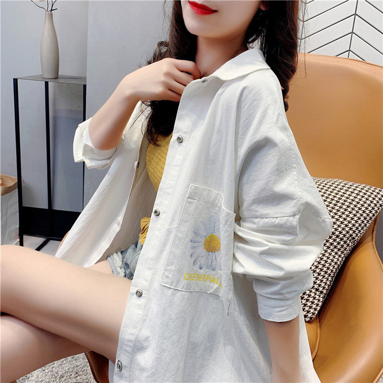 中长款防晒2020年春夏新款印花衬衫 卡萱儿衬衫