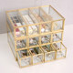 Gold-edged glass lipstick dressing table glass storage box