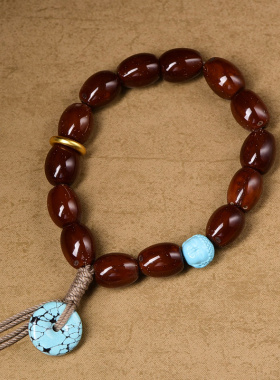 紫金鼠手串椭圆光珠招财鼠