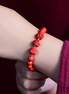 马年红朱砂三合六合生肖属虎手串