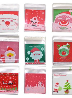50/100pcs 10x10cm Christmas Candy Bags Santa Claus Cookies S