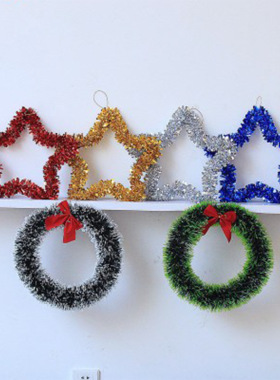 Christmas Decoration Wreath Five-pointed Star Wire Pendant S