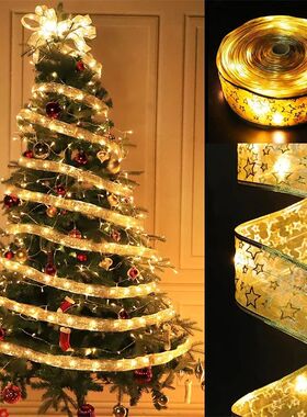 1-10m  Christmas Ribbon Fairy Light String Merry Christmas D