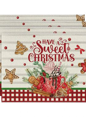 Christmas Placemats for Table Set Linen Xmas Meal Mat Cartoo